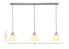 Any Three Light Linear Pendalier in Brushed Nickel with 7" Italian Marble Shade