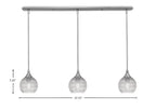 Stem Three Light Linear Pendalier in Brushed Nickel with Clear Ribbed Shade