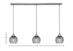 Stem Three Light Linear Pendalier in Brushed Nickel with Smoke Ribbed Shade