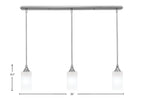 Stem Three Light Linear Pendalier in Brushed Nickel with Square White Marble Shade