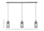 Stem Three Light Linear Pendalier in Brushed Nickel with Square Smoke Bubble Shade