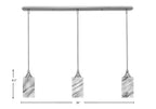 Stem Three Light Linear Pendalier in Brushed Nickel with Square Onyx Swirl Shade