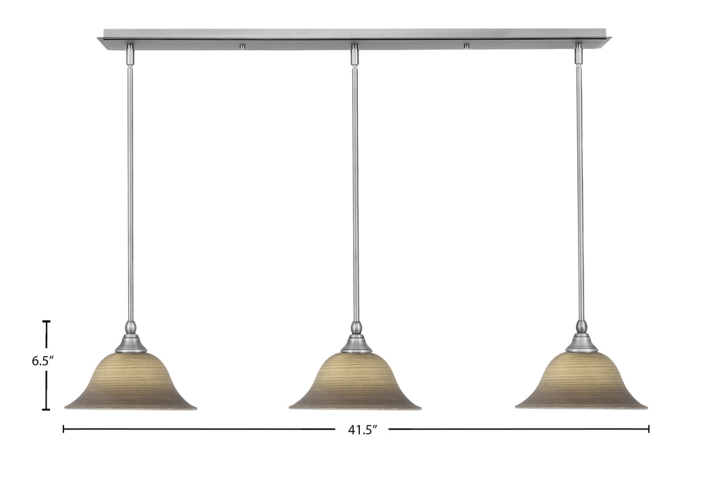 Any Three Light Linear Pendalier in Brushed Nickel with 10" Gray Linen Shade