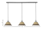 Any Three Light Linear Pendalier in Brushed Nickel with 10" Gray Linen Shade