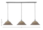 Any Three Light Linear Pendalier in Brushed Nickel with 12" Gray Linen Shade