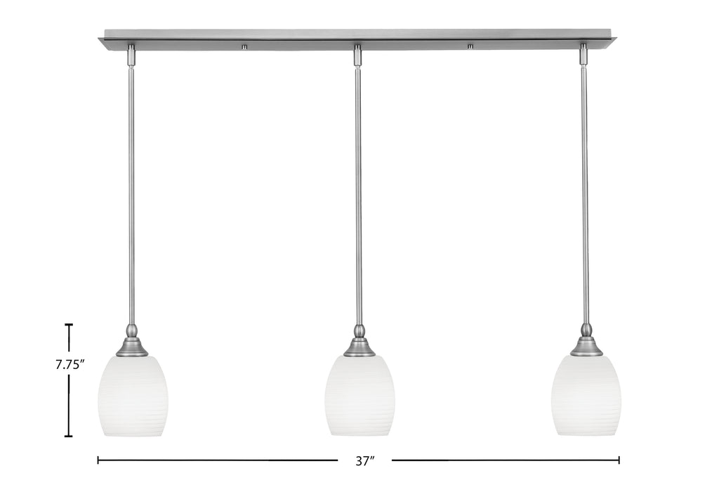 Any Three Light Linear Pendalier in Brushed Nickel with 5" White Linen Shade