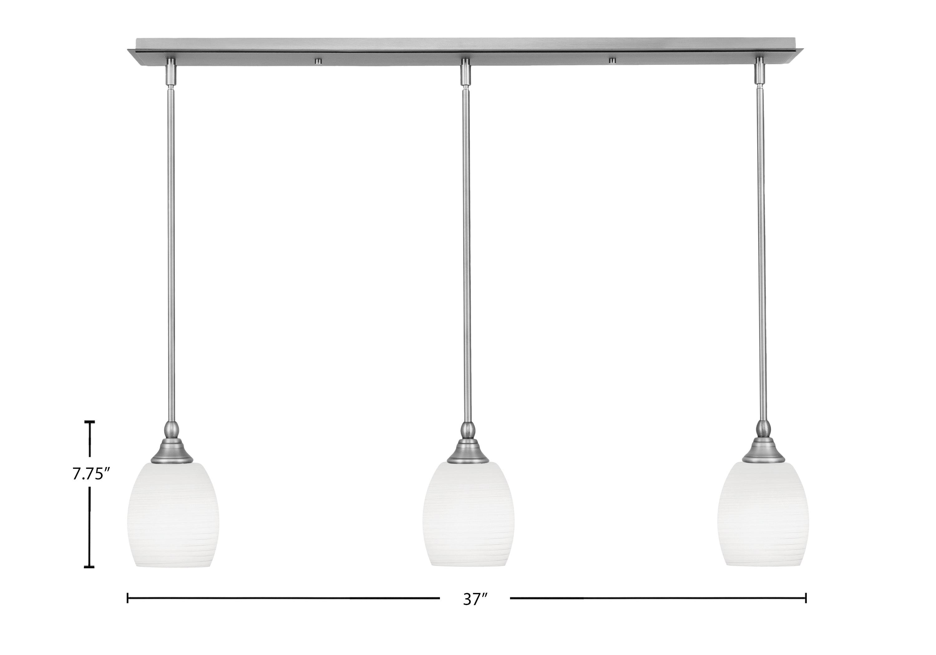 Any Three Light Linear Pendalier in Brushed Nickel with 5" White Linen Shade