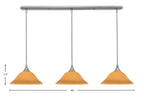 Stem Three Light Linear Pendalier in Brushed Nickel with Cayenne Linen Shade