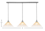 Any Three Light Linear Pendalier in Brushed Nickel with 12" Amber Crystal Shade