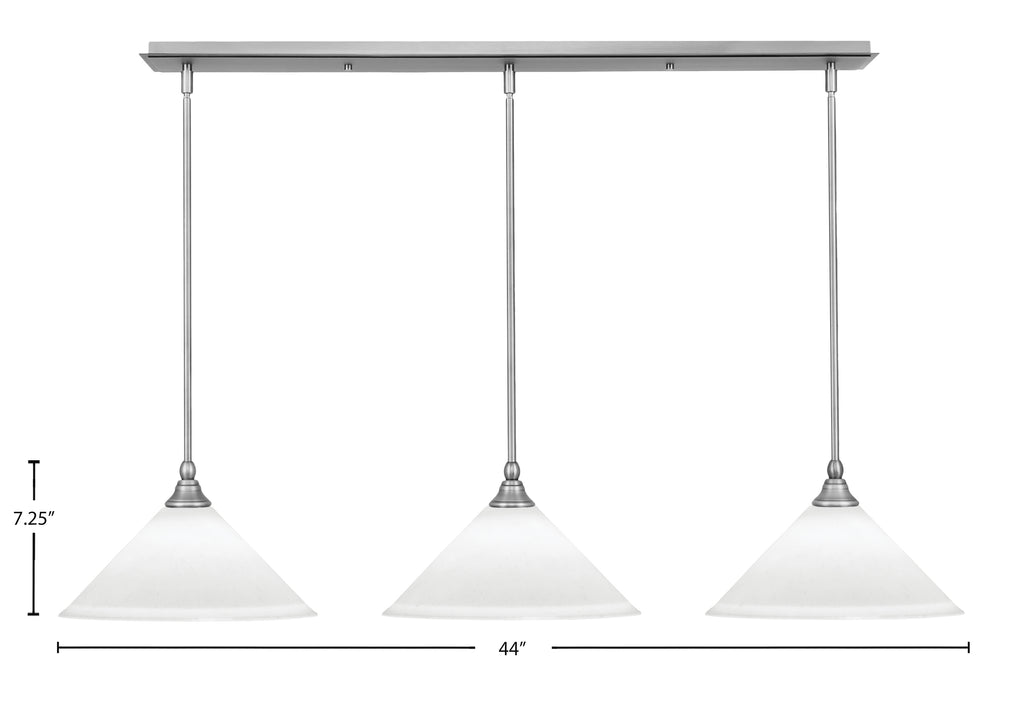 Any Three Light Linear Pendalier in Brushed Nickel with 12" Frosted Crystal Shade
