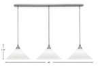 Any Three Light Linear Pendalier in Brushed Nickel with 12" Frosted Crystal Shade