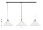 Any Three Light Linear Pendalier in Brushed Nickel with 12" Gold Ice Shade