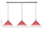 Any Three Light Linear Pendalier in Brushed Nickel with 12" Raspberry Crystal Shade