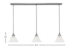 Any Three Light Linear Pendalier in Brushed Nickel with 7" Gold Ice Shade