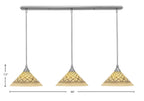 Stem Three Light Linear Pendalier in Brushed Nickel with Chocolate Icing Glass Shade