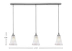 Any Three Light Linear Pendalier in Brushed Nickel with 5.5" Fluted Frosted Crystal Shade