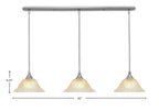 Any Three Light Linear Pendalier in Brushed Nickel with 10" Amber Crystal Shade