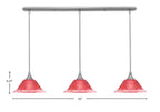 Any Three Light Linear Pendalier in Brushed Nickel with 10" Raspberry Crystal Shade