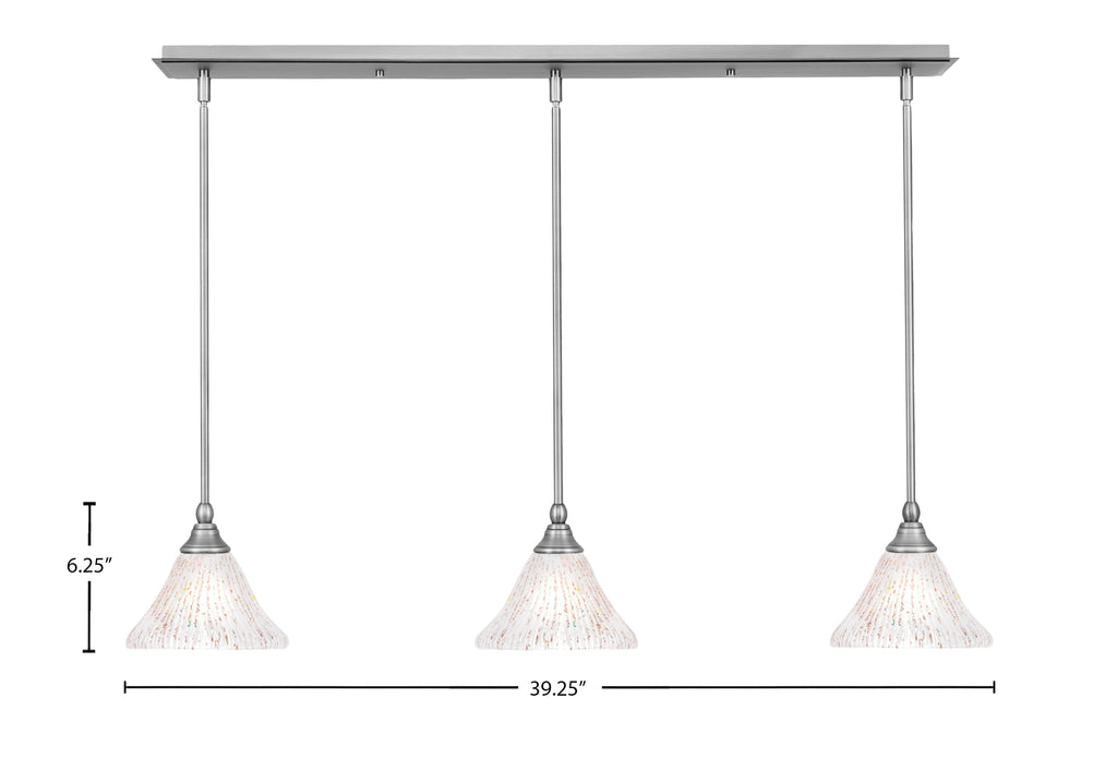 Any Three Light Linear Pendalier in Brushed Nickel with 7" Frosted Crystal Shade
