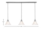 Any Three Light Linear Pendalier in Brushed Nickel with 7" Frosted Crystal Shade