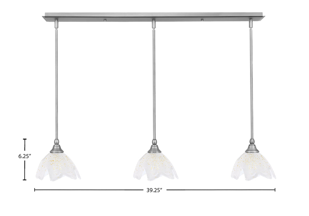 Any Three Light Linear Pendalier in Brushed Nickel with 7" Gold Ice Shade