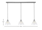 Any Three Light Linear Pendalier in Brushed Nickel with 7" Gold Ice Shade