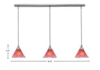 Any Three Light Linear Pendalier in Brushed Nickel with 7" Raspberry Crystal Shade