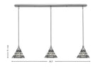 Any Three Light Linear Pendalier in Brushed Nickel with 7" Pewter Art Glass Shade