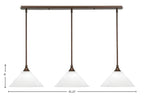 Stem Three Light Linear Pendalier in Bronze with White Marble Shade
