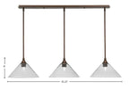 Stem Three Light Linear Pendalier in Bronze with Smoke Bubble Shade