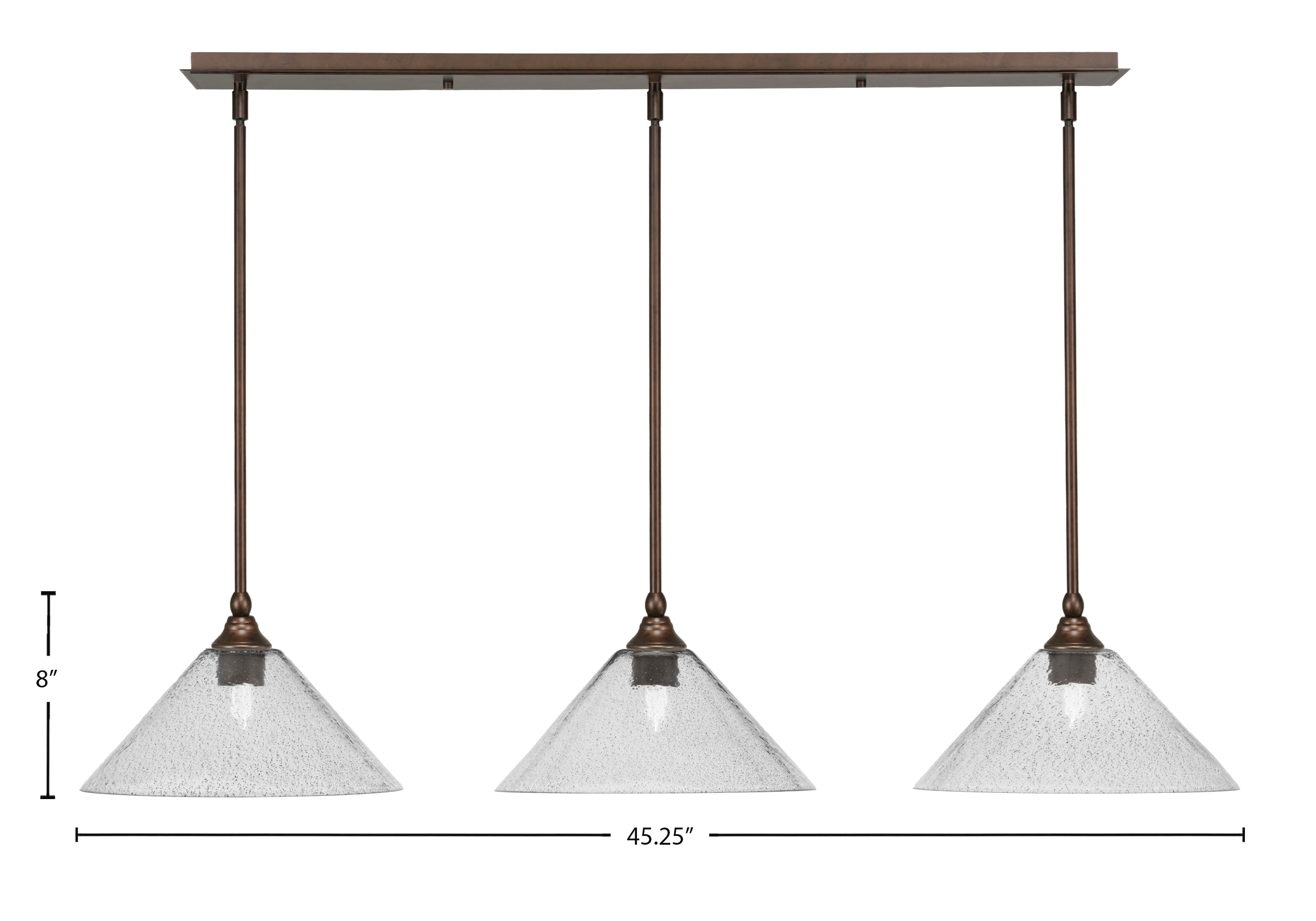 Stem Three Light Linear Pendalier in Bronze with Smoke Bubble Shade
