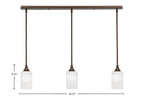 Stem Three Light Linear Pendalier in Bronze with White Marble Shade