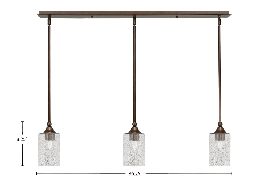 Stem Three Light Linear Pendalier in Bronze with Smoke Bubble Shade