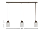 Stem Three Light Linear Pendalier in Bronze with Smoke Bubble Shade