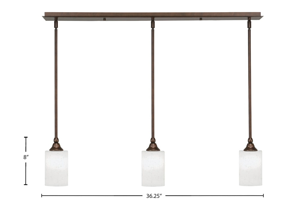 Stem Three Light Linear Pendalier in Bronze with White Muslin Shade