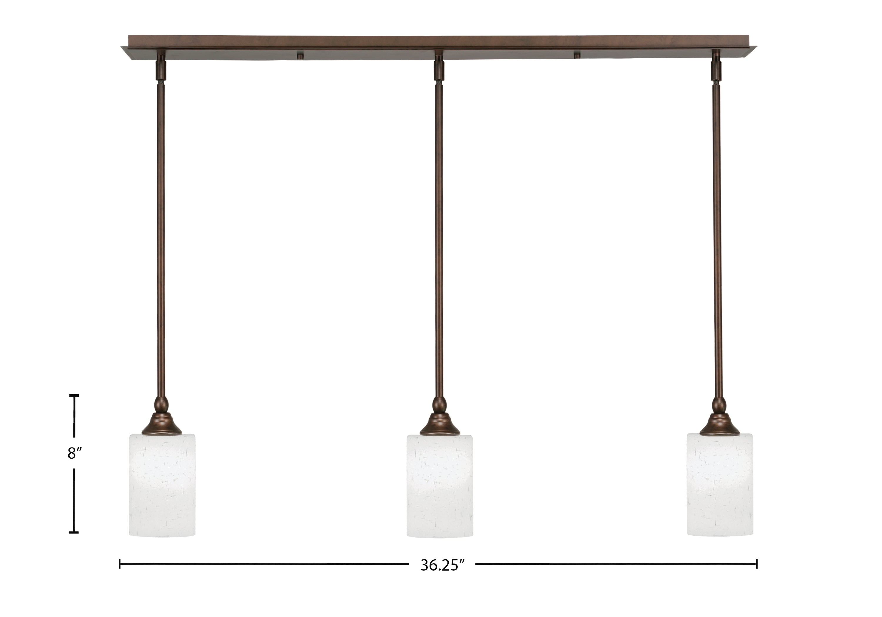 Stem Three Light Linear Pendalier in Bronze with White Muslin Shade