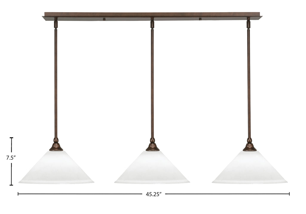 Stem Three Light Linear Pendalier in Bronze with White Muslin Shade