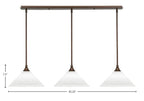 Stem Three Light Linear Pendalier in Bronze with White Muslin Shade