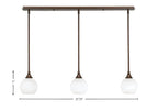 Stem Three Light Linear Pendalier in Bronze with White Marble Shade