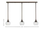 Stem Three Light Linear Pendalier in Bronze with Smoke Bubble Shade