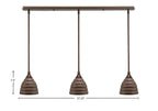 Any Three Light Linear Pendalier in Bronze with 7" Bronze Beehive Metal Shade Shade