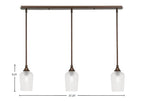 Stem Three Light Linear Pendalier in Bronze with Clear Textured Shade