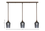 Stem Three Light Linear Pendalier in Bronze with Smoke Textured Shade