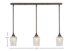 Stem Three Light Linear Pendalier in Bronze with Silver Textured Shade