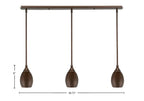 Any Three Light Linear Pendalier in Bronze with 5" Bronze Oval Metal Shade Shade