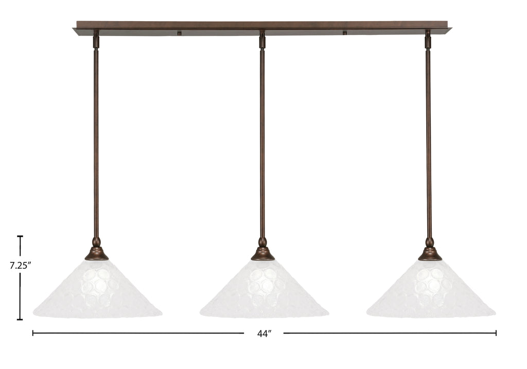 Any Three Light Linear Pendalier in Bronze with 12" Italian Bubble Shade