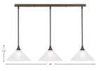 Any Three Light Linear Pendalier in Bronze with 12" Italian Bubble Shade