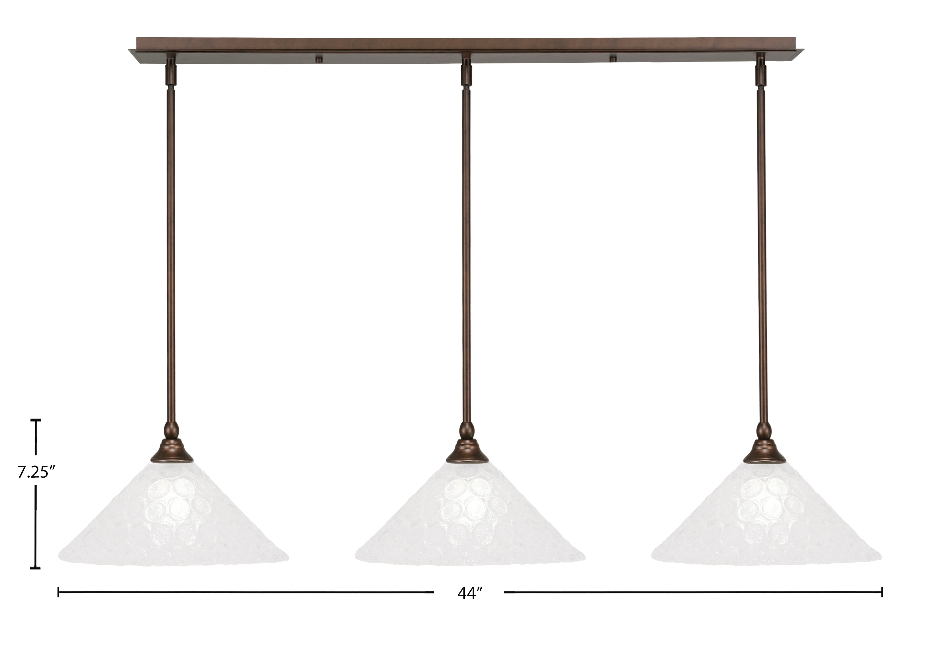 Any Three Light Linear Pendalier in Bronze with 12" Italian Bubble Shade