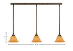 Any Three Light Linear Pendalier in Bronze with 7" Firré Saturn Shade