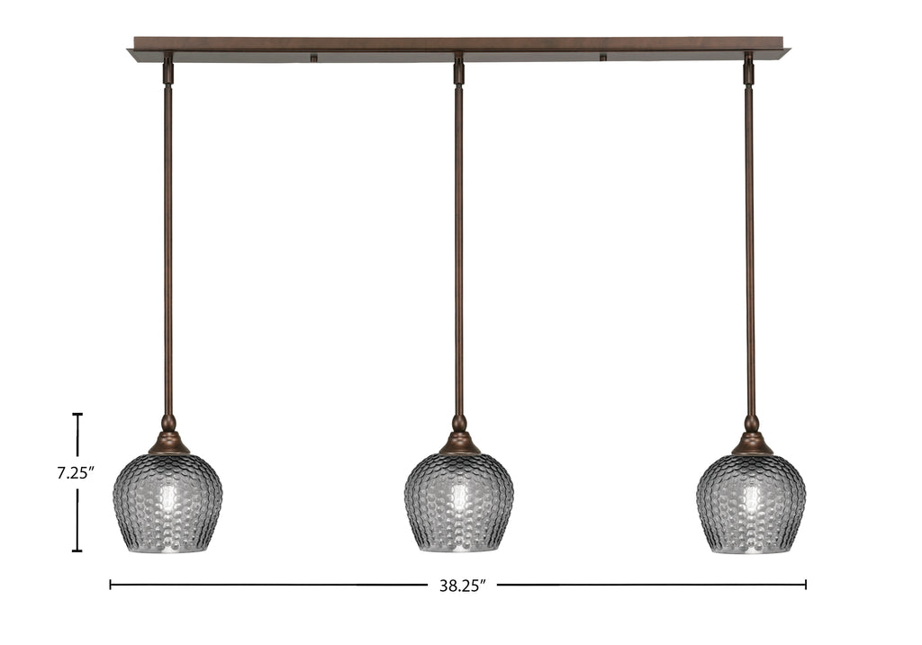 Stem Three Light Linear Pendalier in Bronze with Smoke Textured Shade